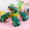 Yeşil saat atlama kurbağası eğlenceli çocuk klasik teneke rüzgar yukarı oyuncak demir doğum günü hediyeleri doldurma Noel fiesta güzellikler oyun