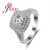 Cluster anneaux de mariage romantique cachet en cristal couleur argenté gros zircon pierre de mode femme bijoux de bijoux