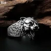 BOCAI solid S925 pure silver jewelry retro Thai mens ring open fashion threedimensional tiger head ring240412