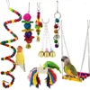 Autres fournitures d'oiseau en bois Forme fiable Interactive Safe Fun Engager Engager des jouets à croquer colorés Parrot Swing Bridge Durable