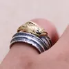 Vintage Opening Gold Color Eagle Head Feather Ring For Men Women Steampunk Retro 925 Sterling Silver Animal Jewelry240412