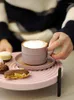 Xícaras picadas doces gosal de cerâmica azul/branco/rosa 250 ml de decoração francesa xícara de café 13,5 cm para utensílios de consumo de chá de leite pires