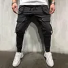 メンズパンツミッドウェイストメンカジュアルポケットスウェットパンツドローストリングカーゴバギーマンズボンY2K服ジムワークパンタロー