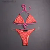 Kobiety łańcuch osobowości strojów kąpielowych w kostiumach kąpielowych klasyczny liter Jacquard Bikinis Sets prezent urodzinowy dla damskiej marki dwa utwory C240412