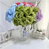 Decoratieve bloemen 9 hoofden zijden roosgroen bladeren kunstmatig boeket huis bruiloft tafel decor diy bloemen arrangement materialen feest prop prop