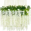 Dekorative Blumen 45 -Zoll -Wisteria künstliche Blume buschige Seidenrebe Ratta für Hochzeitsfeier Garten Outdoor Grün Büro