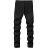 Denim Jeans Design Fashion Lack Foot Casual Hosen strecken regelmäßige Passform schwarzer langer Langer vier Saison Plus Size 240403