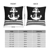 Travesseiro listras brancas pretas náuticas e travesseiros de âncora decorações de capa da caixa do zíper 40x40cm