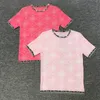 Nuova estate 2024 Design di lusso Modello di maglia maglia da maglia da maglieria Donne a torna corta Pullover casual rosa dolce