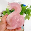 Decoratieve beeldjes Natuurlijk Rose Quartz Snake Dierlijke standbeeld Crystal Crafts Healing Gemstone Fengshui Creation Gift 1pcs