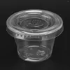 Bowls 100 Sets Plastic Portion Cups With Lids Transparent Disposable Condiment Container1oz