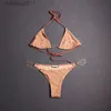 Kobiety łańcuch osobowości strojów kąpielowych w kostiumach kąpielowych klasyczny liter Jacquard Bikinis Sets prezent urodzinowy dla damskiej marki dwa utwory C240412