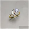 Jewelry Settings Shell Ring Freshwater Pearls Rings For Women Pearl Finger Fashion Adjustable Size Jewellery Gift Accessories Drop De Dhlr8