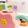 Tazze creative a forma di fiori a forma di ceramica per ragazze da ragazza delle ragazze tazze per bambini in paglia per la colazione per bambini