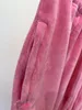 Spodnie damskie 2024 wczesna wiosna luźna prosta różowa w talii Elastyczna swobodna ochrona nóg dla kobiet