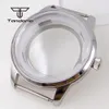 40 mm Silver Watch Case doorzichtige transparante rug duw/trek Crown 35 mm wijzerplaat Handen passen NH34 NH35 NH36 NH38 Automatische beweging