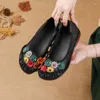 Casual schoenen 2024 lente en zomer zachte bodem lage hakken dames etnische stijl bloemen vrouwen flats