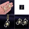 Pendant Necklaces Animal Scorpion Hip Hop Necklace Gold Color Bling Cubic Zircon Mens Women Jewelry 230621 Drop Delivery Dhunp