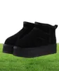 Designer di scarpe da neve da donna Lia Classic Ultra Mini Platform Booties inverno Slide caviglie Slide Sheepskin Suede A7510944