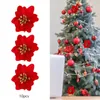 Decorative Flowers 10pcs Artificial Flower Head Glitter Christmas Tree Decoration Festival Wreath DIY