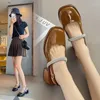 Sandals Women's 2024 Summer Korean Fashion Square Headed Water Diamond One Line With Thick Heels Mary Jane Baotou