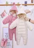 OLEKID 2020 Newborn Baby Jumpsuit Hooded Plus Velvet Warm Baby Boys Snowsuit Toddler Snow Suit Baby Girl Cotton Overalls Rompers L7641699