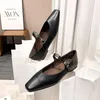 Casual Shoes Brief Solid Color Quality Leather Flat Woman Elegant Work Mary Janes Pointy Ankle Strap Women Loafers Big Size 43