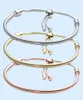 Bracelets plaqués en argent 3 mm Chaîne ajustement réglable P Charms Gold Rose Bracelet Femme Femme Femme Party Birthday Gift BR0203975973