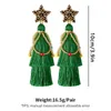 Boucles d'oreilles en pente perle de riz léger Ligne de corde de vacances en étoiles à cinq points cadeaux de bijoux de Noël à franges pour filles