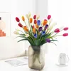 Fiori decorativi 2 pezzi simulati 3 tulipani piante verdi artificiali arte floreale soggiorno tavolo da pranzo decorazioni