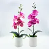 Yomdid Potted Fake Orchid Flower Artificial Plant Utmärkt UV-resistent faux bonsai utomhus inomhus för balkong juldekor