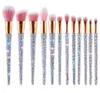 12pcs Logo personnalisé Bling Maquillage Rhinestone Synthétique Diamond Glitter Sparkle Makeup Brush Set3511175