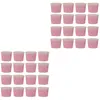 Disposable Cups Straws 100 Pcs Round Container Lid Ice Cream Pudding Paper Dessert Jelly Pink