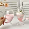 Creative Mushroom Glass Cup Transparent Glass Cups for Drinking Juice Beer Milk Tea Cute Drinking Cup Coffee Mug Water Cups