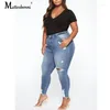 Women's Jeans 2024 Autumn Fashion High Waist Mom Female Ripped For Women Blue Denim Skinny Woman Pencil Pants