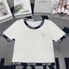 女性用Tシャツデザイナー24SSサマーニューラウンドネックカラーブロックデザイン