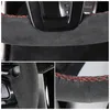 Hand-stitched Black Suede Car Steering Wheel Cover For Mitsubishi Lancer X 10 2007-2015 Outlander 2006-2013 ASX 2010-2013