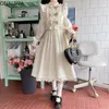 Lässige Kleider Onalippa süße Bögen Rüschenkleid mit Kawaii hohe Taille Langarmes Preppy Style Chic Design A Line Vestidos