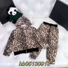 Women's T-shirt Internet Celebrity Children's Autumn Zippered Sweater Two-piece Set for Boys Girls with Leopard Pattern Sports Suit Casual