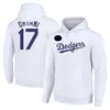 Los Angeles''Dodgers''Baseball Capuz de moletom com capuz com capuz com capuz de suéter de alta qualidade de manga longa 17 ohtani com capuz com capuz preto azul branco