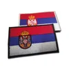 Kolorowe Serbia Flag Flag Haftery Tkanina Międzynarodowe haczyki i pętlowe łatki European Flag Bag Magic Badges Applique