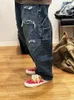 Pantaloni maschili profilo di bordi strappato vintage jeans alla moda hip hop skateboarding