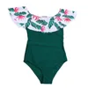 Dames badkleding strandkleding bloemenprint uit schouderschouder monokini zwempak met trim voor S-vormig figuur snel drogen uit één stuk ademend