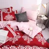 Ensembles de literie Christmas Snowflakes Home Set 3 / 4pcs Housse de couette AB lit latéral lin plateau plat