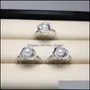 Impostazioni di gioielli Ring Pearl Ring 925 Sliver Anelli fai -da -te per donna Dichiarazione di dimensioni regolabili Deliverità Fashion Delivery Dhgarden Dhpbk