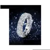 Anneaux de mariage Infinity Ring S925 Sterling Sier Micro Pave Moisanite Engagement Band For Women Party Bijoux Q231024 Drop Livrot DHPVA