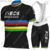 Cycling Jersey Sets White Ineos Grenadier Team 2024 Cycling Jersey Set Short World Champion Clothing Bike Shirts Suit Bicyc Bib Shorts MTB Wear L48