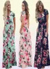 2019 Floral Print Boho Beach sukienki Kobiety długa sukienka maxi sukienki damskie sukienki z krótkim rękawem imprezę kobiet sukienkę Casual Vesti5688057