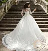 Robes de mariée de robe de bal les plus récentes Appliques de dentelle de cou transparentes