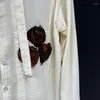 Herren lässige Hemden PFHQ Loose Summer männlich Langarmes Revers handgefertigtes Blütenbur -Band Design Single Breaced Cool Tops 21Z4301